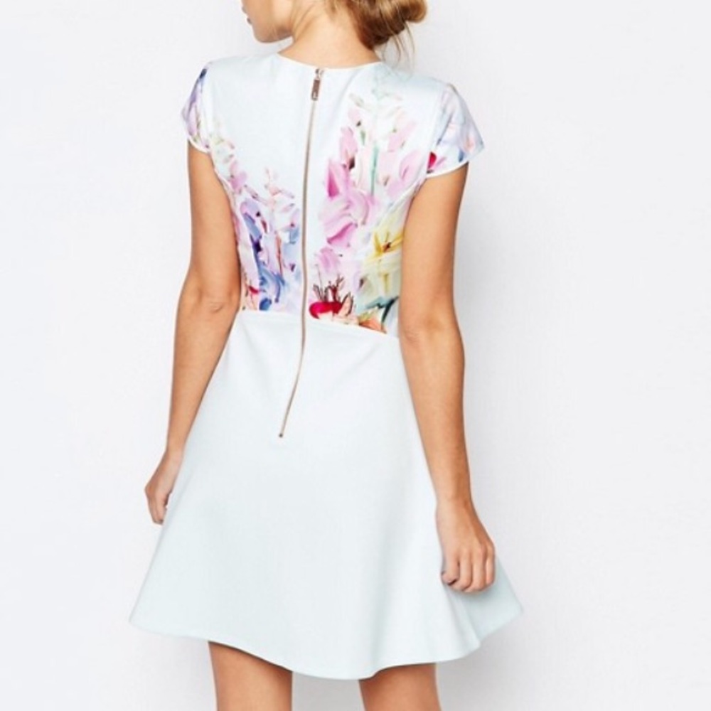 Ted Baker Pastel Mint Floral Fit-and-Flare Mini Dress - Picture 2 of 8